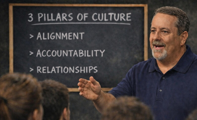 Matt Harr speaking about the three pillars of culture